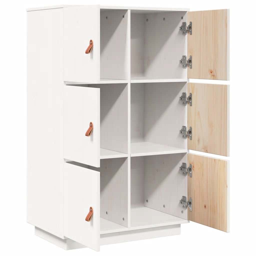 Highboard Weiß 67x40x108,5 cm Massivholz Kiefer